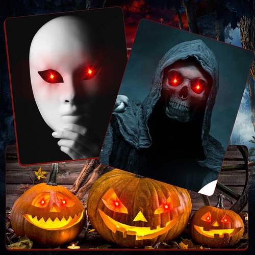 Treela 6 Pcs Halloween Glowing Red Eyes LED Light Eyes Cosplay Light up Prop for Mask Skeleton with Effects Controller(Red)