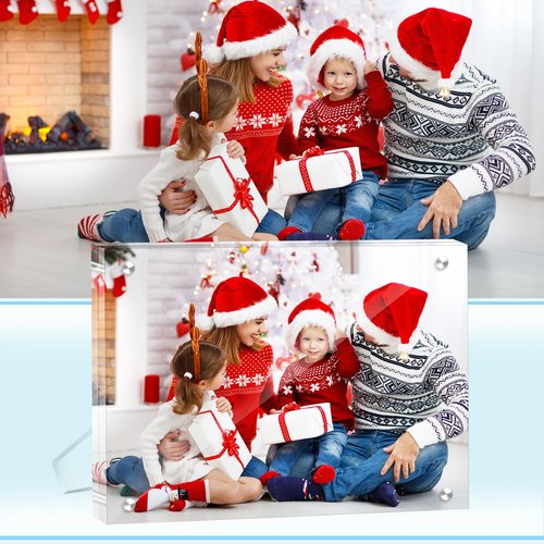 SHZYGQ 2 Pack (8×10) - Acrylic Picture Frames Clear Picture Frames with Stand Magnetic Frame Acrylic Lucite Frameless photo frame Desktop Display