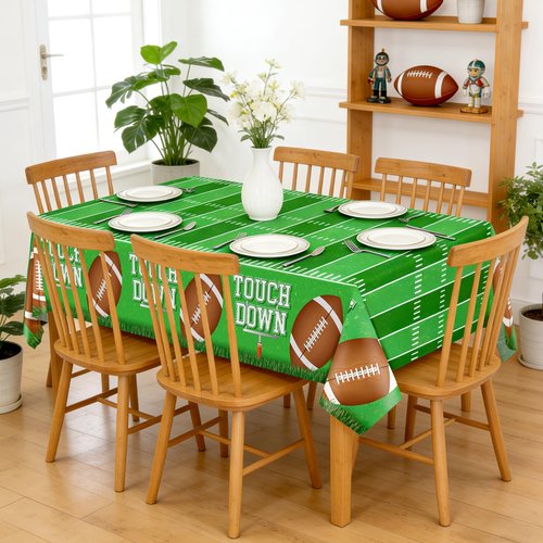 Tifeson Football Party Decorations, 3 Pack Disposable Football Tablecloth 54 X 108Inch Plastic Field Touchdown Table Cover for Game Day Birthday Tailgate Party Supplies