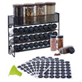 Fiwence Spice Rack Organizer with 27 Spice Jars with Black Lids, Funnel, Spice Labels, Pen, Seasoning Organizer for Cabinet, Countertop, Pantry, Kitchen,Cupboard or Door & Wall Mount
