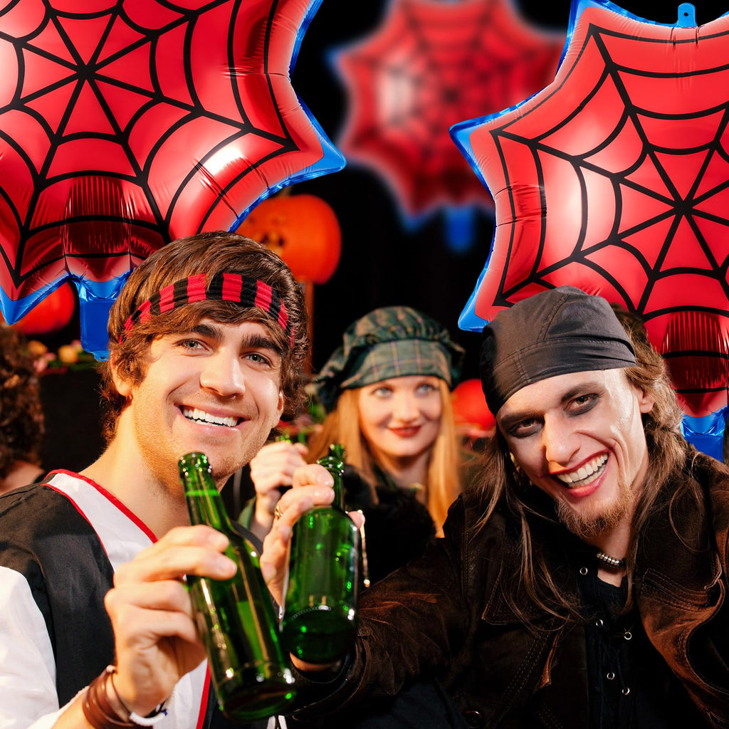 Soulchen 25" Spider Birthday Party Balloon Cartoon Characters Themed Party Decor Foil Large Spider Webs Balloons for Cartoon Carnival Theme Birthday Decorations(6 Pack,Red, Blue)
