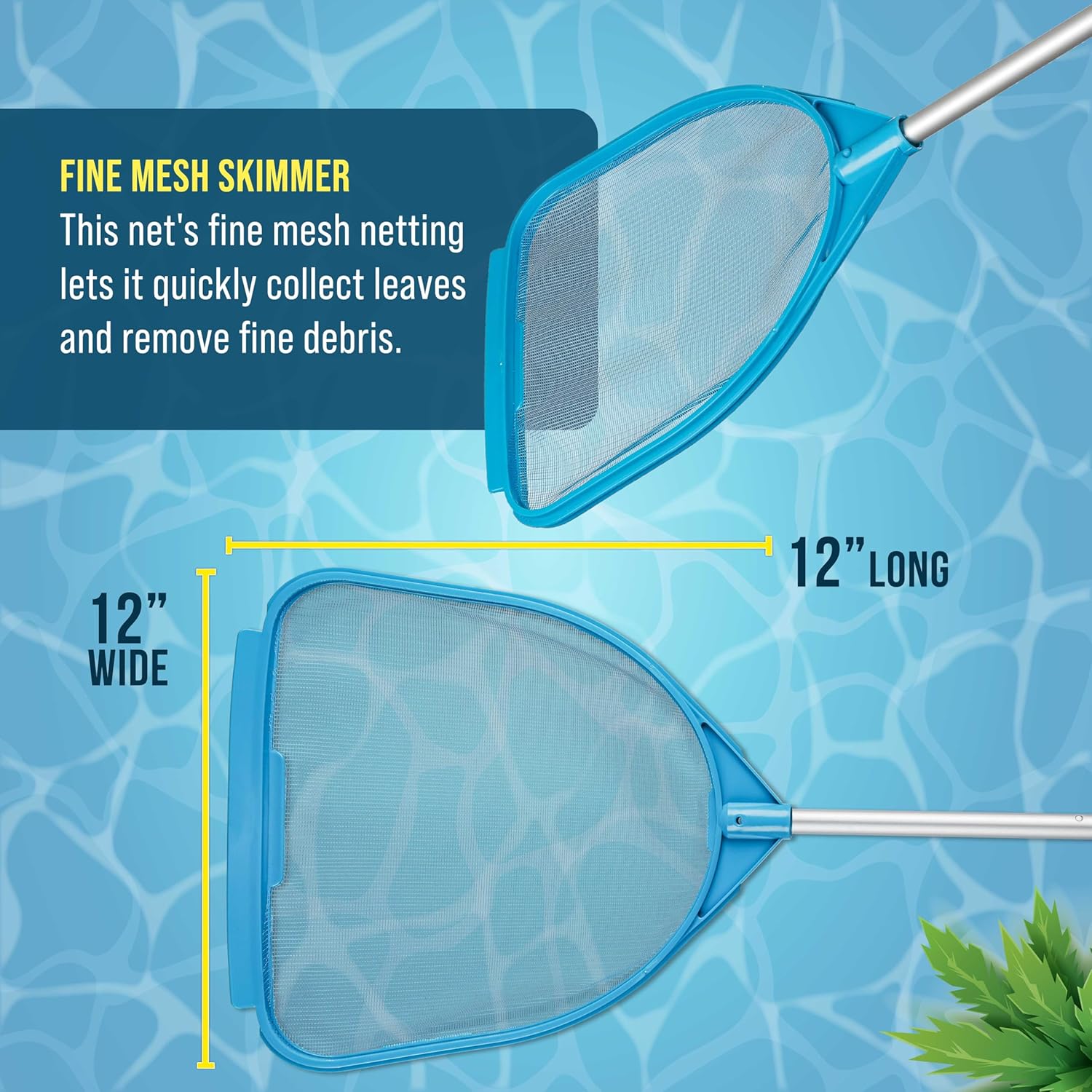 U.S. Pool Supply Pool Skimmer Net - Handheld Fine Mesh for Spa & Hot Tub Cleaning | Adjustable 32" to 5' Length