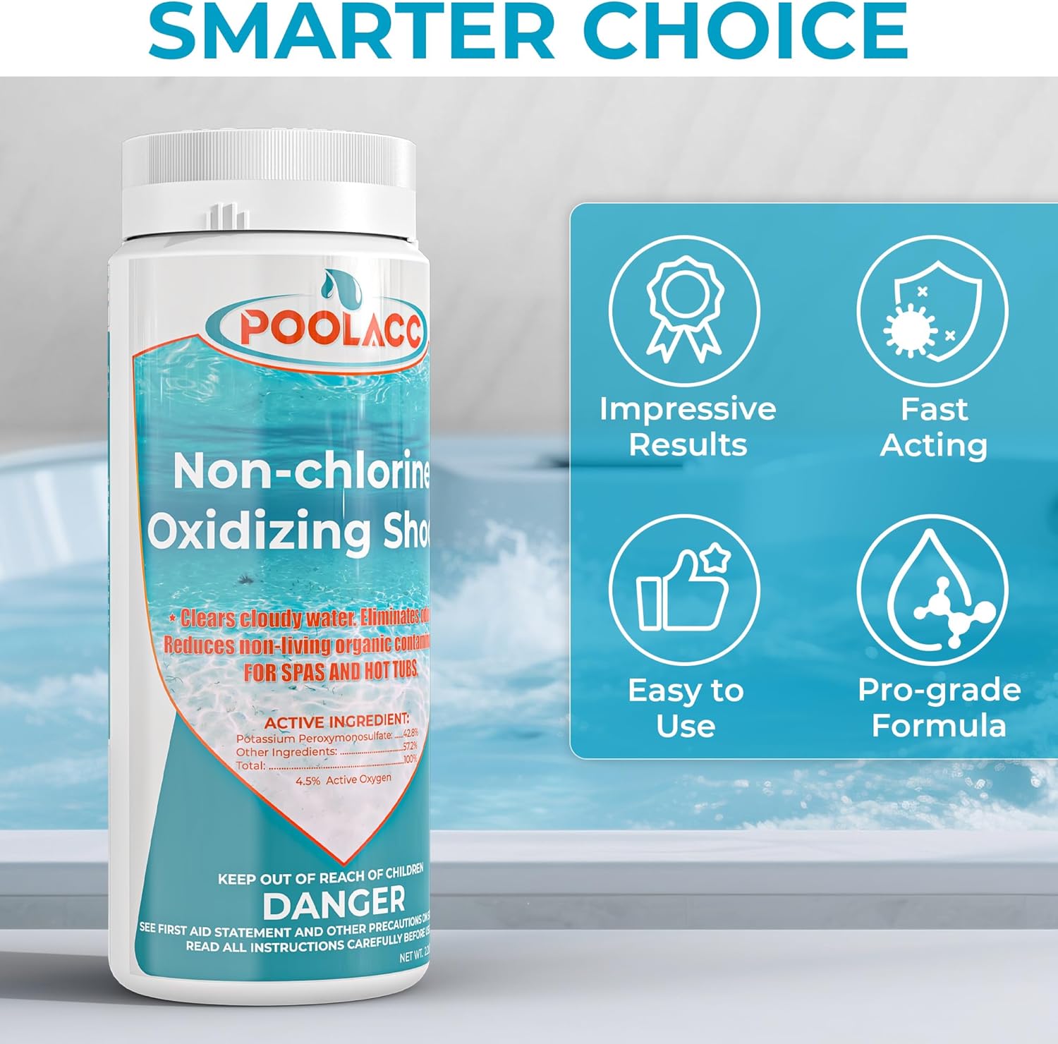 Non-Chlorine Spa Shock Oxidizer Cleaner by [Brand Name] - 2.2 LB | Quick Dissolving, Chlorine-Free Water Care for Hot Tubs & Pools