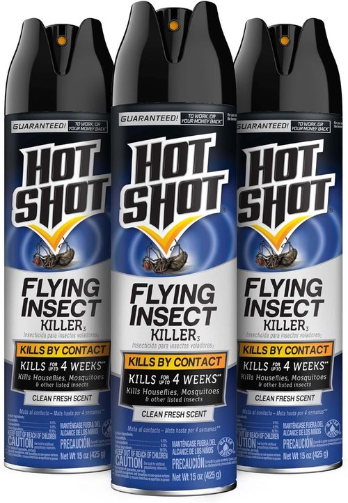 Hot Shot Flying Insect Killer - 15 Oz Aerosol Spray | Kills Houseflies & Mosquitoes Indoors & Outdoors