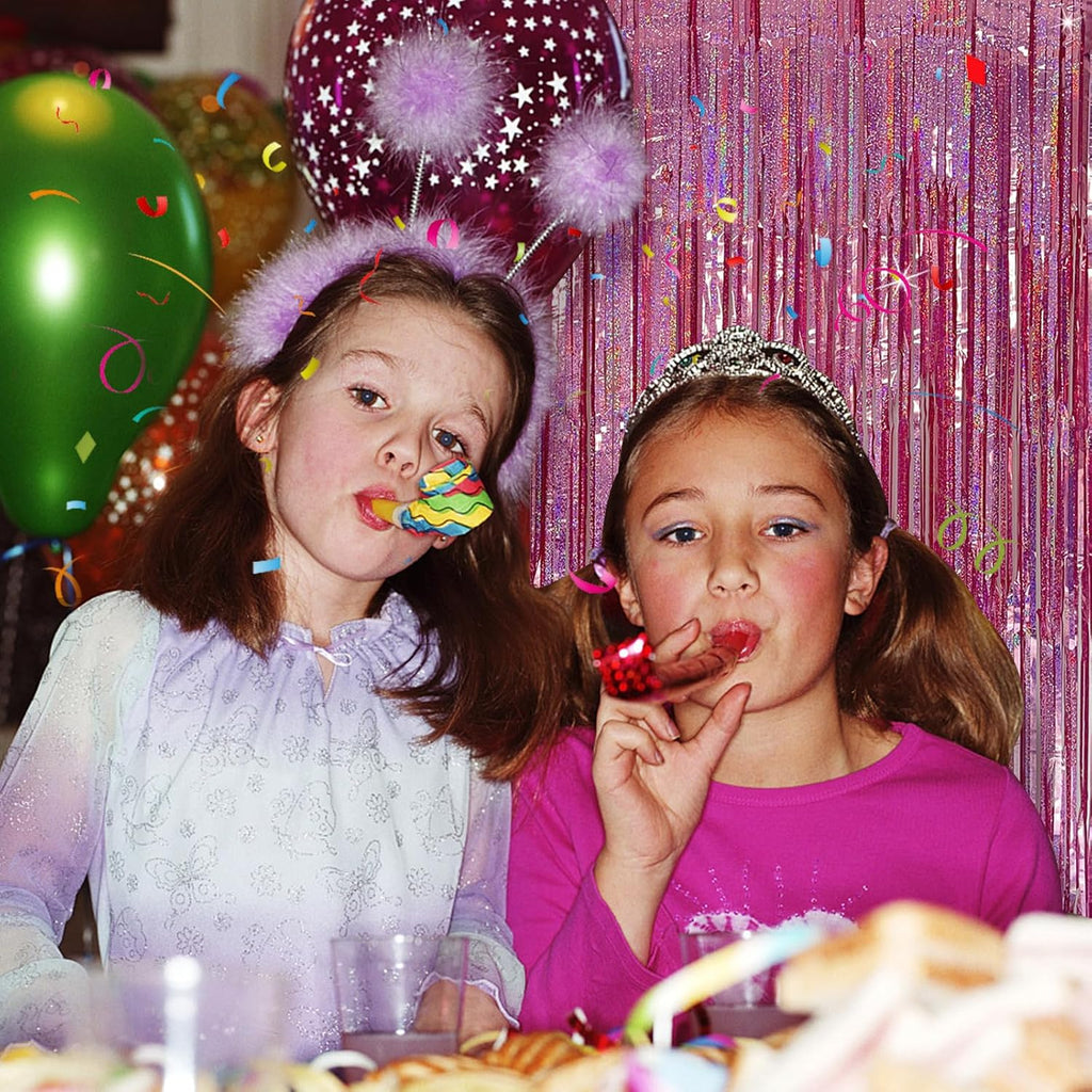 Skiennix Tinsel Curtain | Pink Glitter Foil Fringe Backdrop | 10-Pack Party Decorations for Events