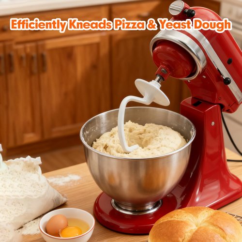 K45DH Dough Hook for KitchenAid 4.5–5 Quart Tilt-Head Stand Mixers, Coated C-Shaped Bread Hook Attachment, Replacement for K45 K45SS KSM90 KSM150, Kneads Pizza & Yeast Dough