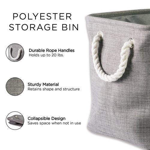 DII Buffalo Check Storage Collection Collapsible Bin with Handles, Medium Rectangle, 16x10x12, Black & White