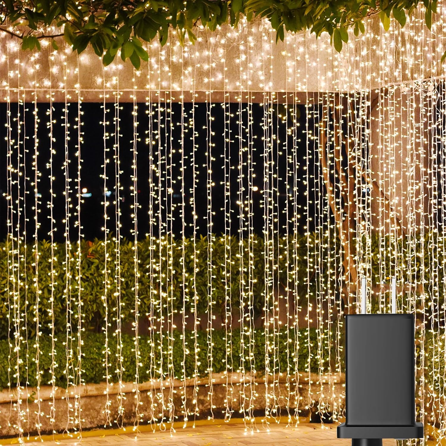 Solhice LED Curtain Lights - 20ft x 10ft Indoor/Outdoor Twinkle String Lights | Warm White Wedding Decor