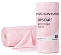 UPSTAR Microfiber Cleaning Cloth, Reusable Paper Towels Rolls, 50 Packs 12x12 inch Cleaning Rags for Washing Dishes, Kitchen, Bathroom, Car, Pink