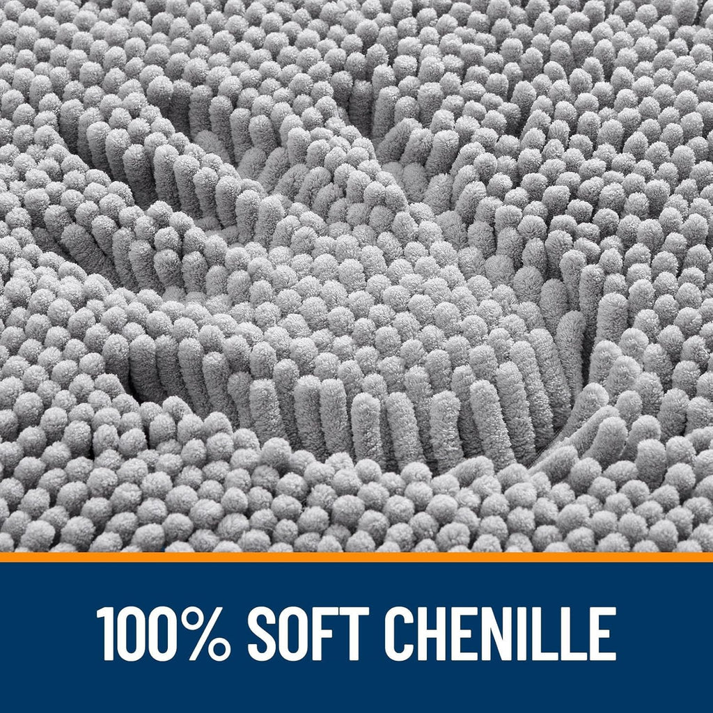 OLANLY U-Shaped Toilet Rug - Extra Soft Chenille, Quick-Dry, Machine Washable, Non-Slip | 20x20 Grey