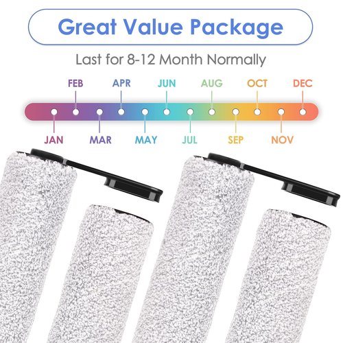 (4 Pieces) Replacement Brush Rollers Compatible with Tineco Floor One S5/ Floor One S5 Pro/iFLOOR 5 Breeze Complete Wet Dry Vacuum Cleaner, Replacement Parts Accessory Kit, 4 Main Brushes
