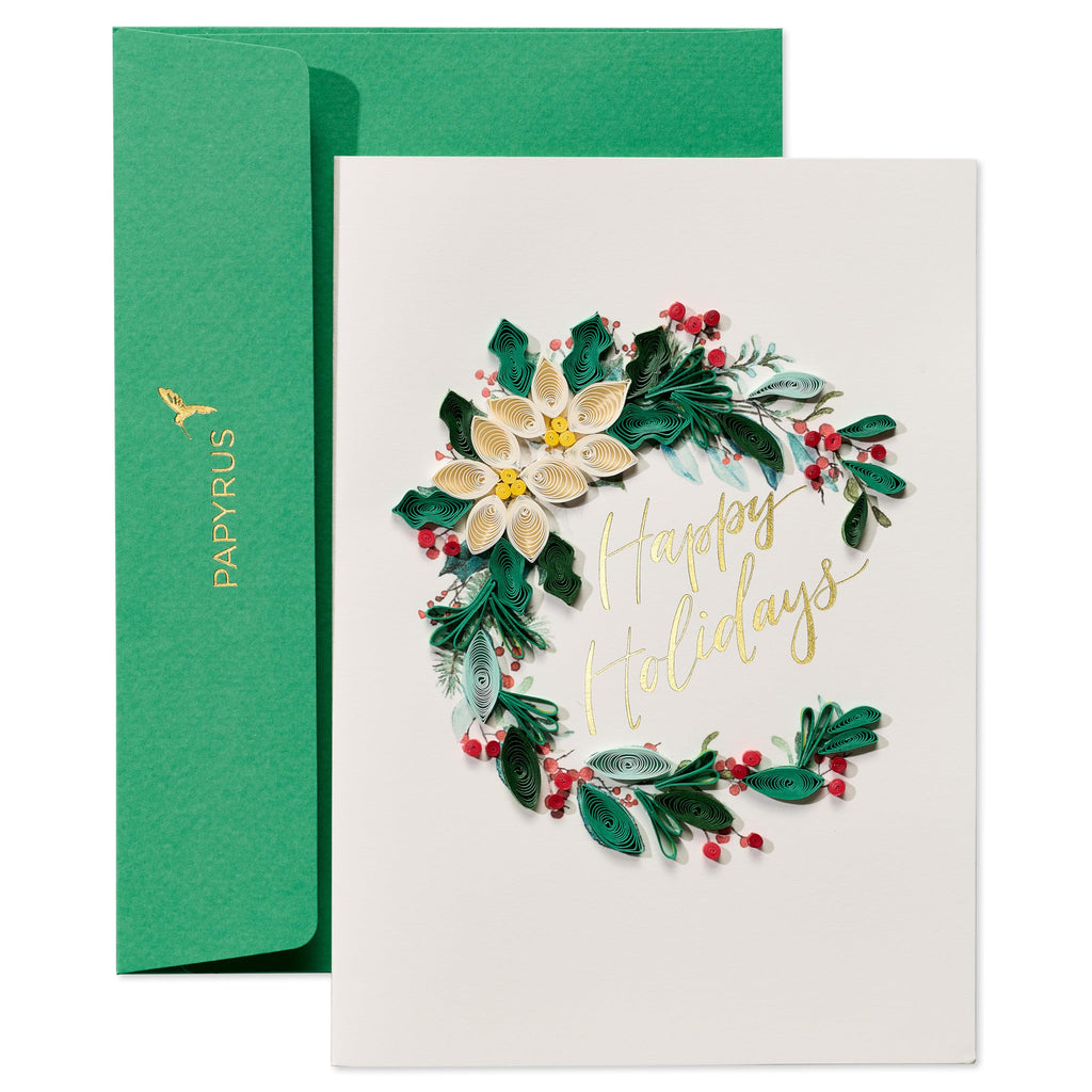 Papyrus Quilled Wreath Holiday Card, Perfect for Friends & Family (Warmest Wishes)