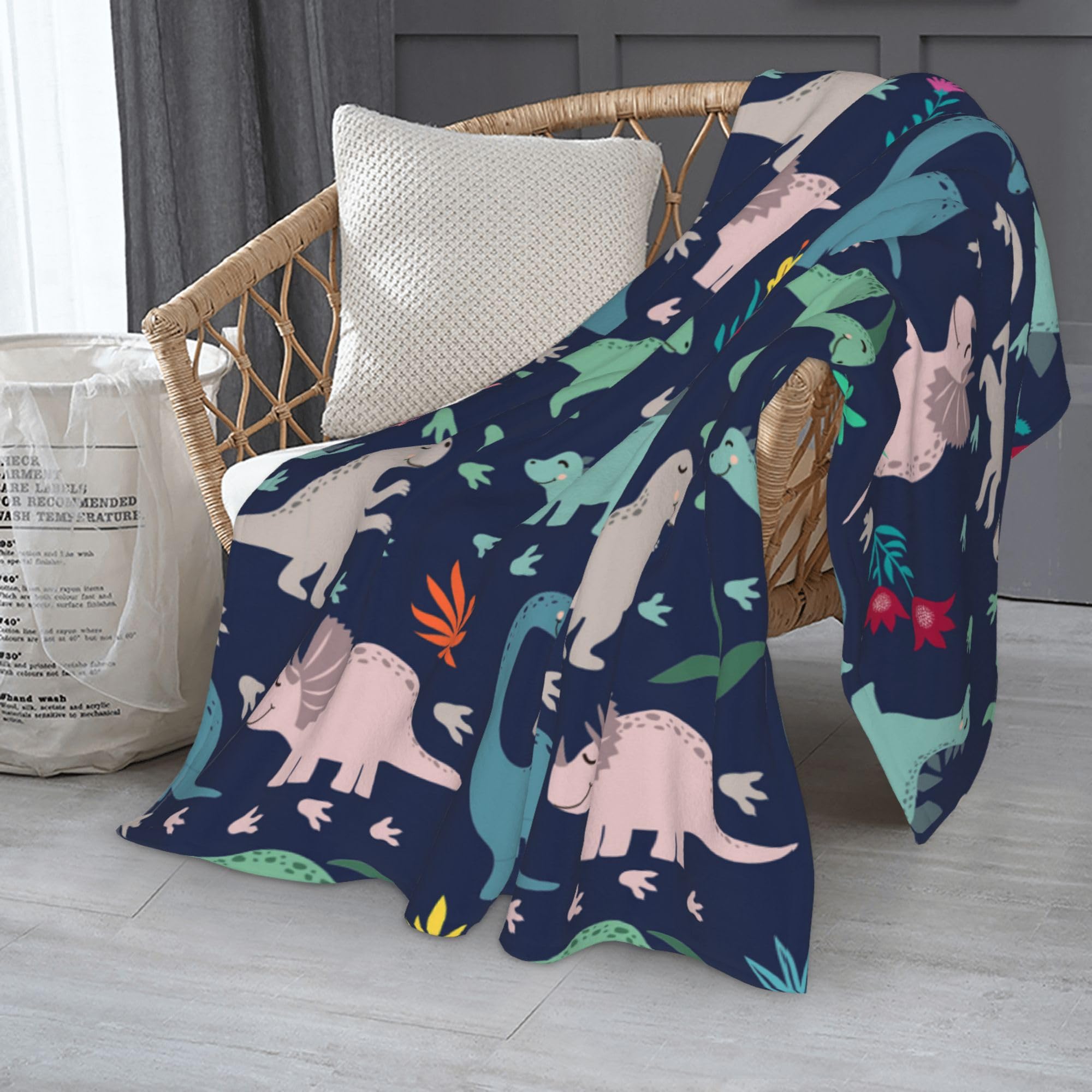 AMORVITA Dinosaur Throw Blanket for Couch Bed Sofa Chair Living Room, Dinosaur Blanket for Boys Flannel Fleece Soft Cozy Lightweight Breathable Fluffy Durable Home Decorative 50 x 60 Inches