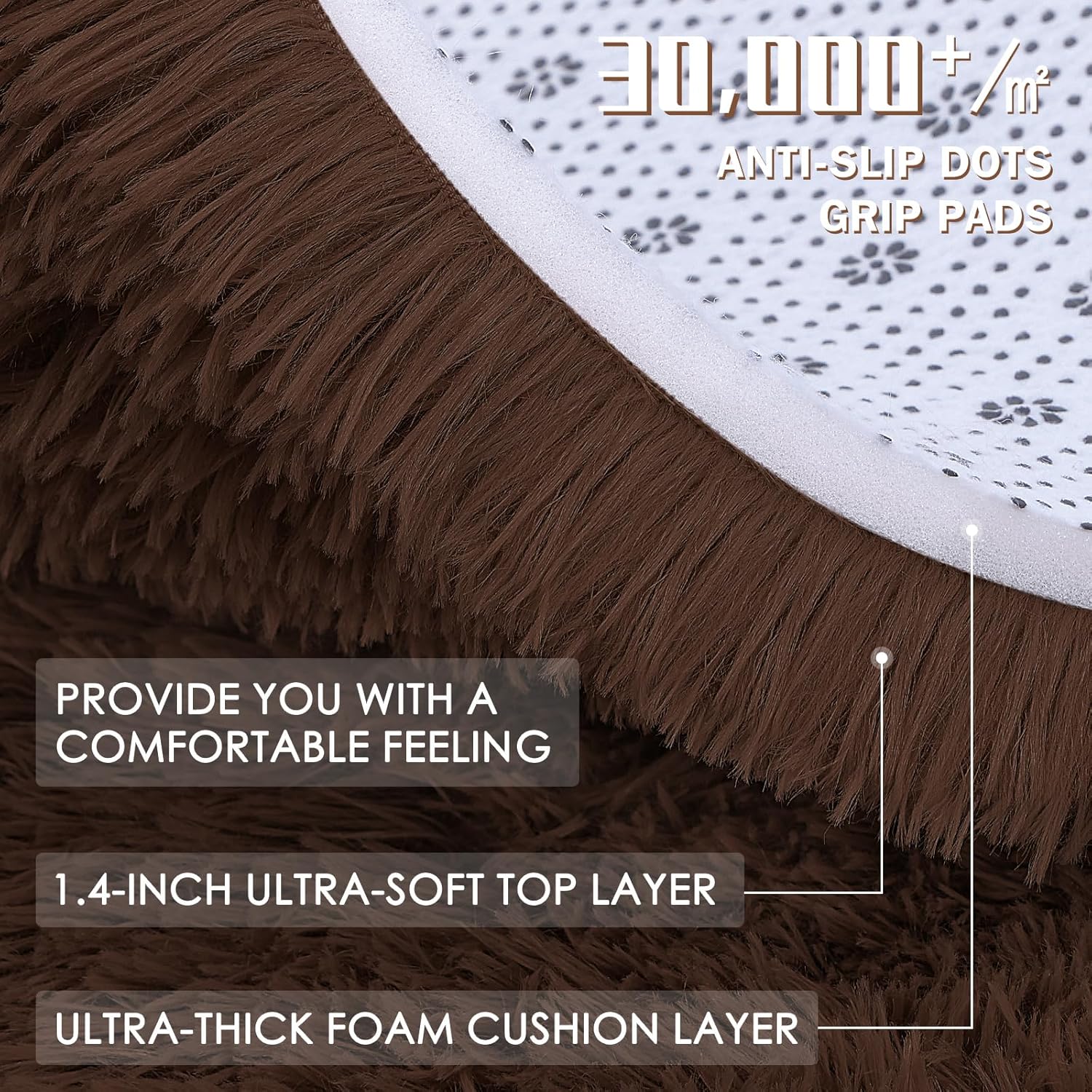 OLANLY 6x6 Area Rug - Soft, Fluffy Shaggy Design for Living Room & Bedroom | Machine Washable, Ideal for Kids & Nursery Decor