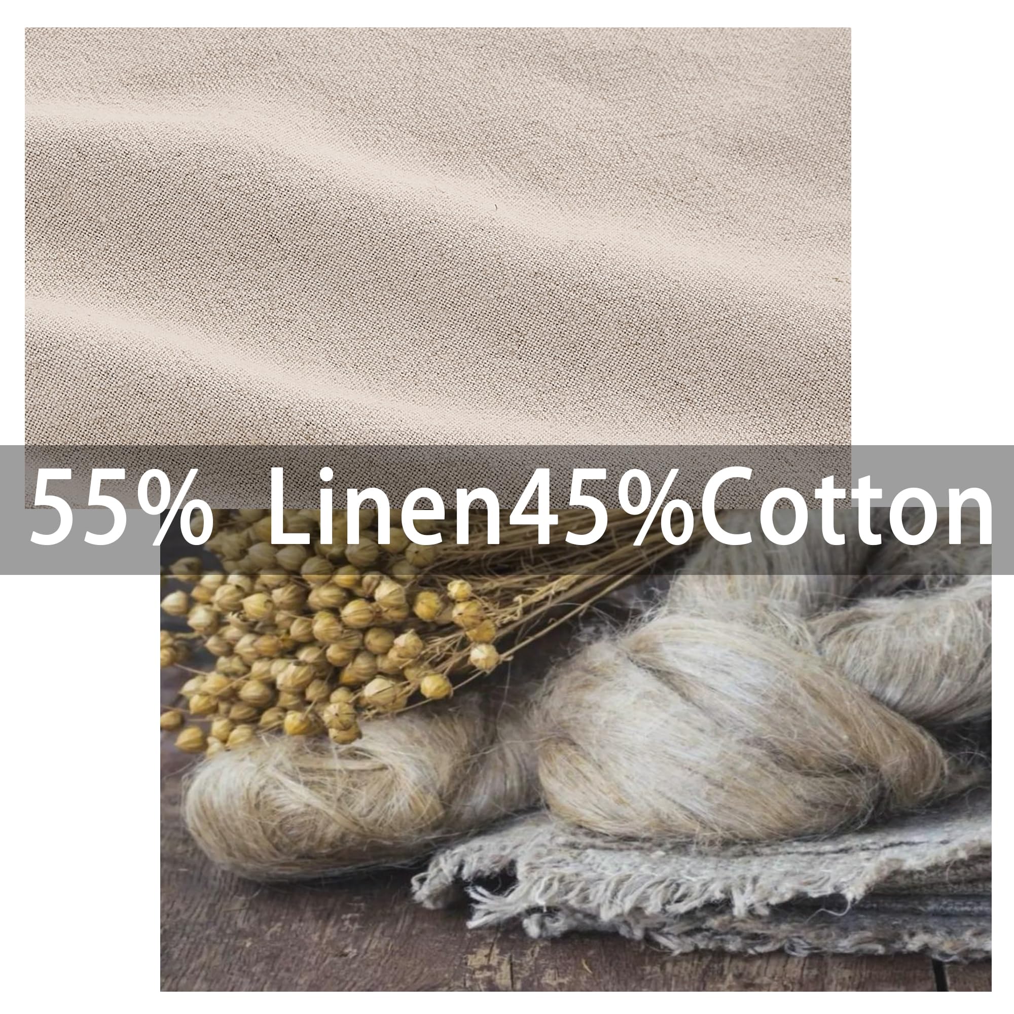 ATLINIA Linen Pillow Cases Standard Size - 20"x 26" Pillowcase Set of 2, Button Closure Cooling Breathable Pillow Cover, Bed Flax Linen Cotton Blend Farmhouse Netural Pillow Sham Linen Color