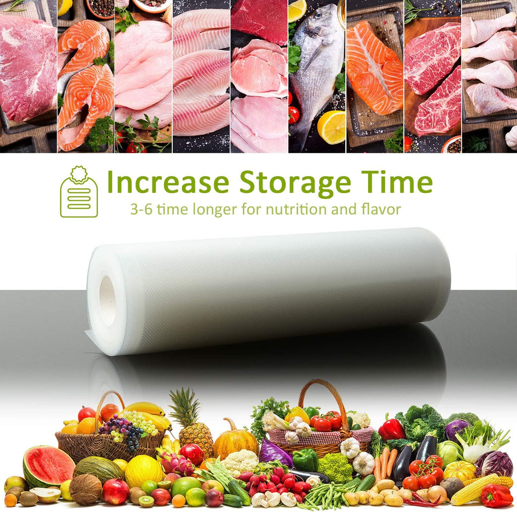 Potane Vacuum Sealer Bags - 6 Pack of Thickened, Smell-Proof & Puncture-Resistant Bags | 11"x20' & 8"x20'