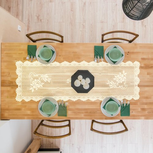 2 Pack 15.7x49.2 Inch Lace Rectangular Table Runner,Beige Dresser Scarf Doilies,Coffee Table Runner for Bedroom Furniture,Home Decor(Window)
