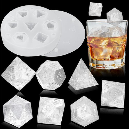 BABORUI 7 Shapes DND Dice Whisky Ice Cubes Mold, 3D Dice Mold DND Accessories For Whiskey Cocktail Summer Ice Drink, Funny DND Gifts For Table Game Lovers