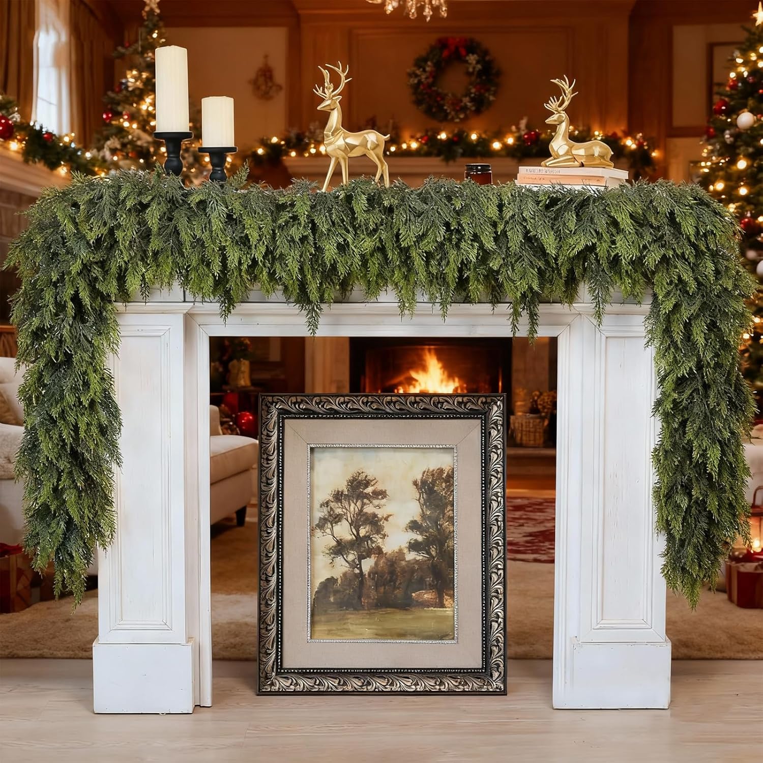 Bdor 6ft Artificial Cedar Garland - Realistic Faux Greenery for Holiday Decor | Perfect for Mantels, Staircases, Doorways