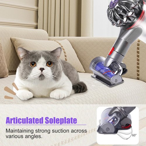 Mini Motorized Tool Brush Head for Dyson V7 V8 V10 V11 V15 Cordless Vacuum Cleaner Head Anti-Tangle Pet Hair Attachment for Bed, Couch, Car, Carpet &Curtain