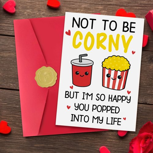 IDU Funny Valentines Day Card,Valentines Day Cards Gifts for Him Her,Valentines Day Card for Husband Wife Boyfriend Girlfriend Fiance Fiancee Men Women with Corny Popcorn Pun Design