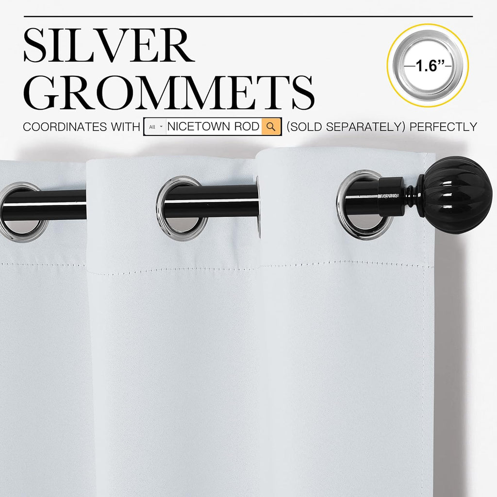 NICETOWN Room Darkening Curtain Panels - Thermal Insulated Design for Bedrooms & Nurseries | 55" W x 96" H, Greyish White (2 Panels)