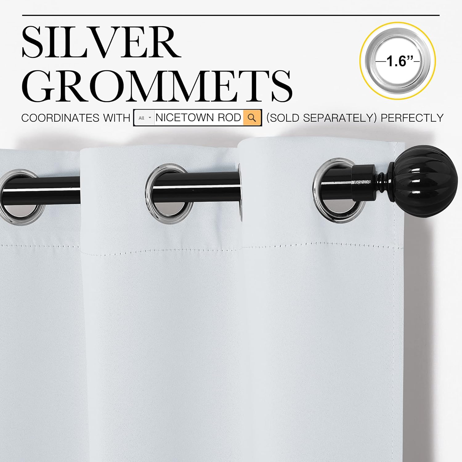 NICETOWN Room Darkening Curtain Panels - Thermal Insulated Design for Bedrooms & Nurseries | 55" W x 96" H, Greyish White (2 Panels)