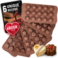 Chocolate Moulds Silicone - Set of 6 - Non-Stick & Food Grade Silicone Chocolate Mould for Jelly Candies, Truffles, Bath Melts & Candles - Free Recipes eBook - Gift-Ready for St.Valentine