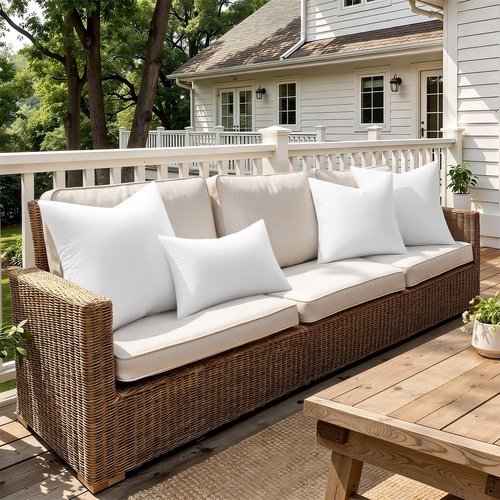 MIULEE Outdoor Pillow Inserts 18x18 Pack of 2 Waterproof Throw Pillow Inserts Decorative 100% Virgin Fibers Filling for Patio Sofa Couch