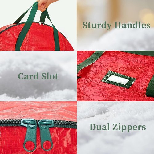 Christmas Wreath Storage Bag | 24 Inch - 2 Pack with Dual Zipper & Handles for Easy Organization