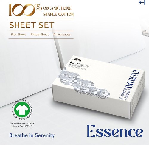 Mayfair Linen King Size Organic Cotton Sheets - 4 PC White Percale Set, Soft & Cooling, 16" Deep Pocket - GOTS Certified