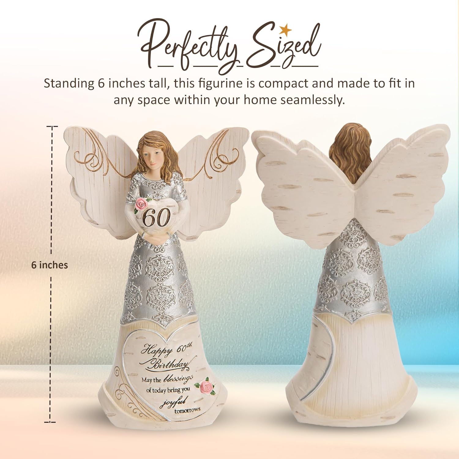 Pavilion Elements Angels Figurine - Guardian Angel Display for 60th Birthday - 6" Collectible Decor