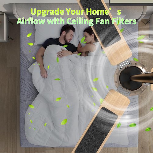 Flurose 10 Pack Ceiling Fan Filters for Fan Blades, Activated Coconut Carbon Dust Catcher Pads, Easy-Install Fan Blade Filter Accessories for Home, Helps Reduce Dust & Odors, Fits Most Ceiling Fans