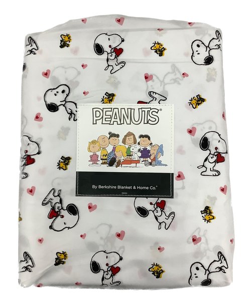 Berkshire Blanket & Home Co. Peanuts Valentines Valentine's Day Themed Sheet Set (White - Pink and Red Hearts, Queen)