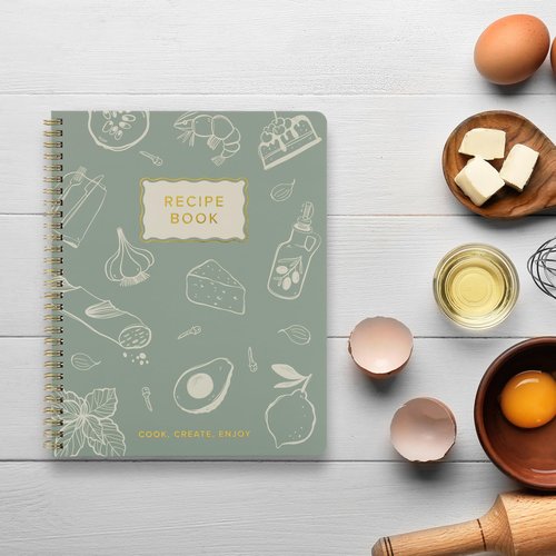 Elegant Recipe Book for 100+ Cherished Meals - Spacious 8.25 x 10" Notebook to Write In Your Own Recipes - Beautiful Blank Cookbook for Seamless Homemade Dish Planning