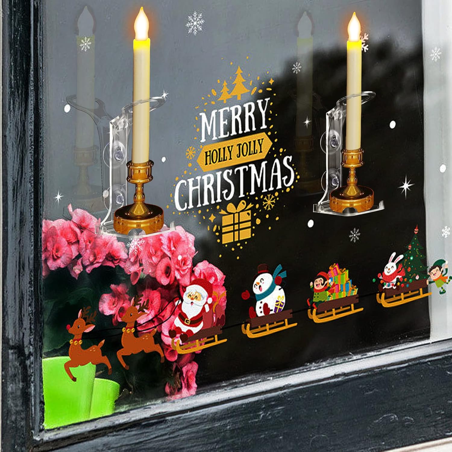 Skiennix Electric Window Candle Holders - 8 Pcs Clear Plastic with Strong Suction Cups for LED Candles