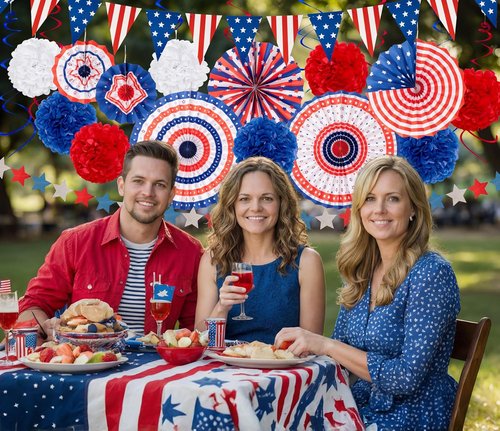 29PCS Patriotic Decorations Set by USA Flag | Red, White & Blue Paper Fans, Pennants & Streamers