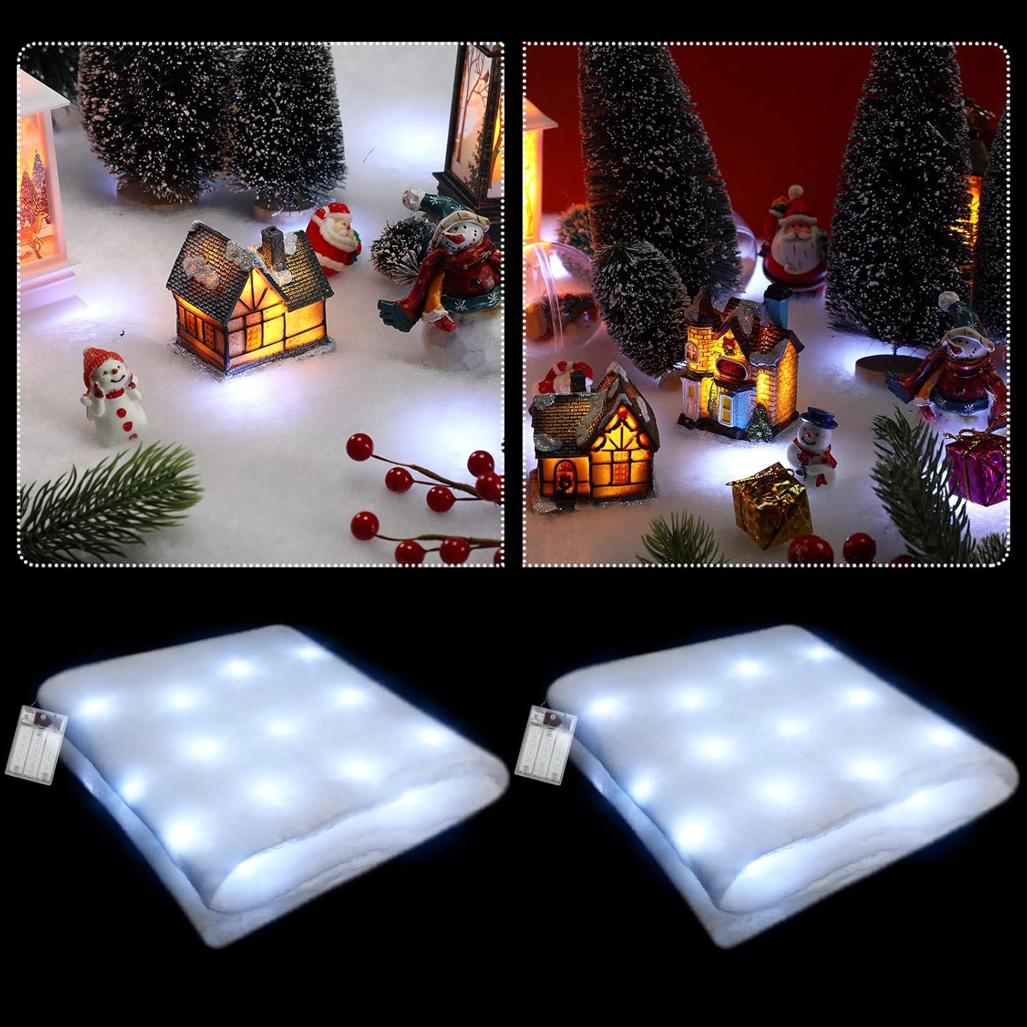Zhengmy Christmas Lighted Snow Blanket - Pre-Lit LED Table Decor for Holiday Village | 4.9ft x 16in White
