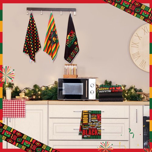 Zubebe 6 Pcs Black History Month Decoration Black History Month Kitchen Dish Towels 18 x 28 Inch Decorative Hand Towel for Kitchen Bathroom Home Gifts