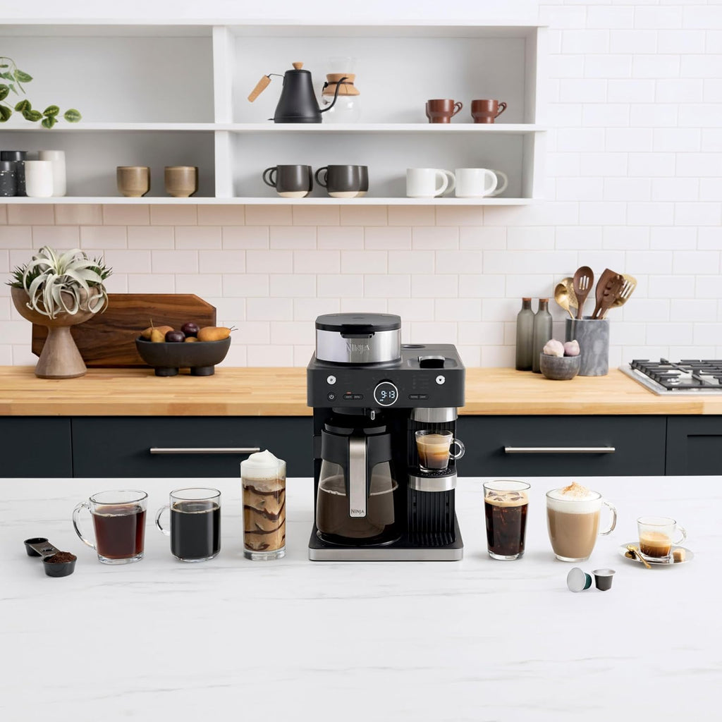 Ninja CFN602 Espresso & Coffee Barista System - Ristretto Function, Single-Serve & 12-Cup Carafe, Built-in Frother