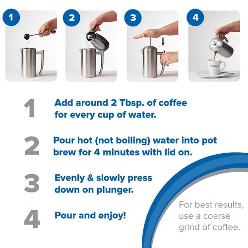 Frieling Double-Wall Stainless Steel Coffee Press - 17 oz - Insulated French Press Coffee Maker for Camping & Travel - Non Plastic Design