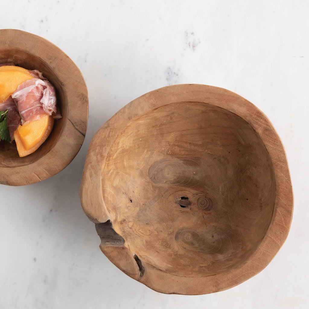 Teakwood Bowls, Set of 2 (Each One Will Vary)