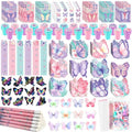 BenLouis 108Pcs Butterfly Party Favors Butterfly Fairy School Stationery Set Bulk for Kids Spring Flower Tea Birthday Birthday Goodie Bag Stuffers Classroom Gifts Rewards Pinata Filler