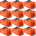 HOMESURE Large Water-Resistant Moving Bags - 12 Pack Heavy-Duty Storage Totes with Zippers & Handles | Space-Saving Orange Design