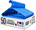 Utopia Home Plastic Hangers 50 Pack - Durable Space-Saving Closet Organizers - Ideal for Shirts, Pants & Coats (Blue)