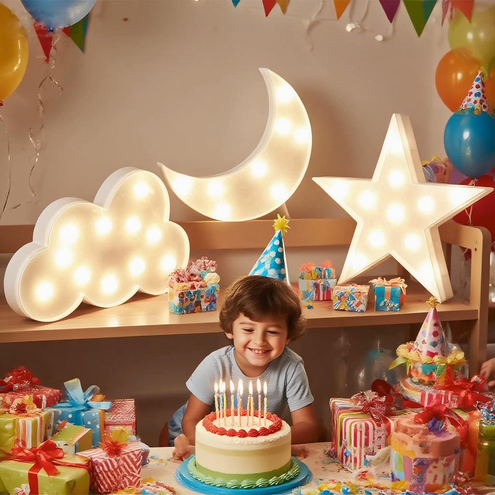 AUSAYE 3 PCS 3D Crescent Moon Light Cloud Led Star Lamp, Decorative Night Lights Room Decor NightLight for Kids Adults Birthday Baby Shower Party Christmas Gifts