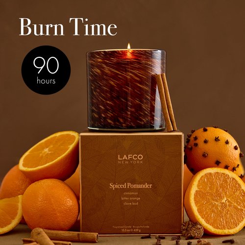 LAFCO New York Holiday Signature Fall Candle, Spiced Pomander - 15.5 oz - 90-Hour Burn Time - Reusable, Hand Blown Glass Vessel - Made in The USA