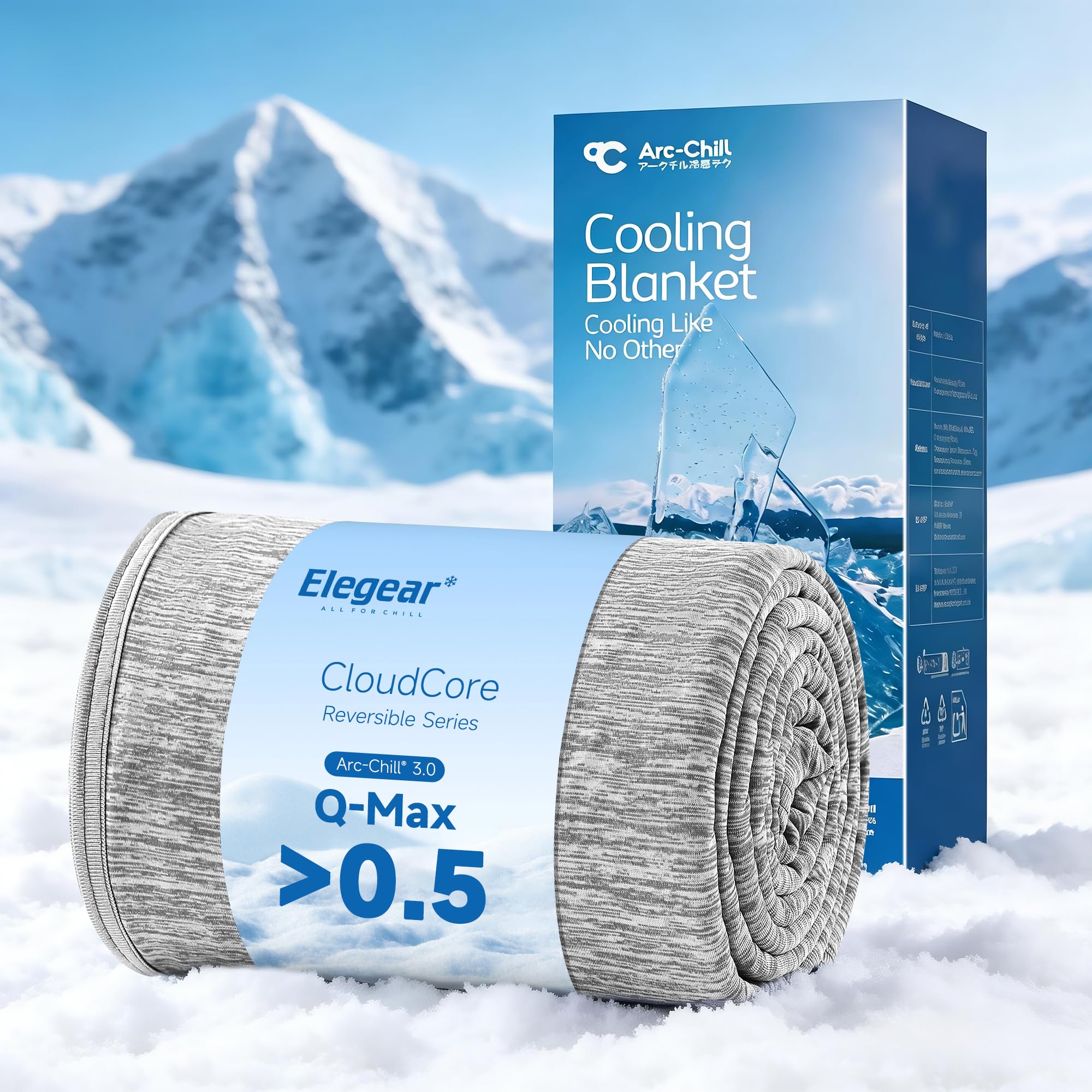 Elegear Revolutionary Cooling Blanket King Absorbs Heat to Keep Body Cool for Night Sweats, Arc-Chill3.0 Cool Fiber Q-Max>0.5 for Hot Sleepers, Lightweight Summer Cold Blankets for Sleeping 108" x 90"
