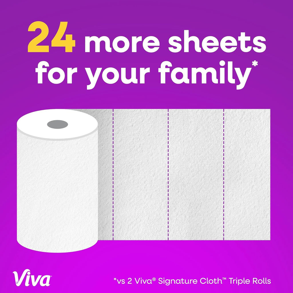 Viva Signature Cloth Paper Towels - Task Size, 2 Family Triple Rolls, 141 Sheets Each