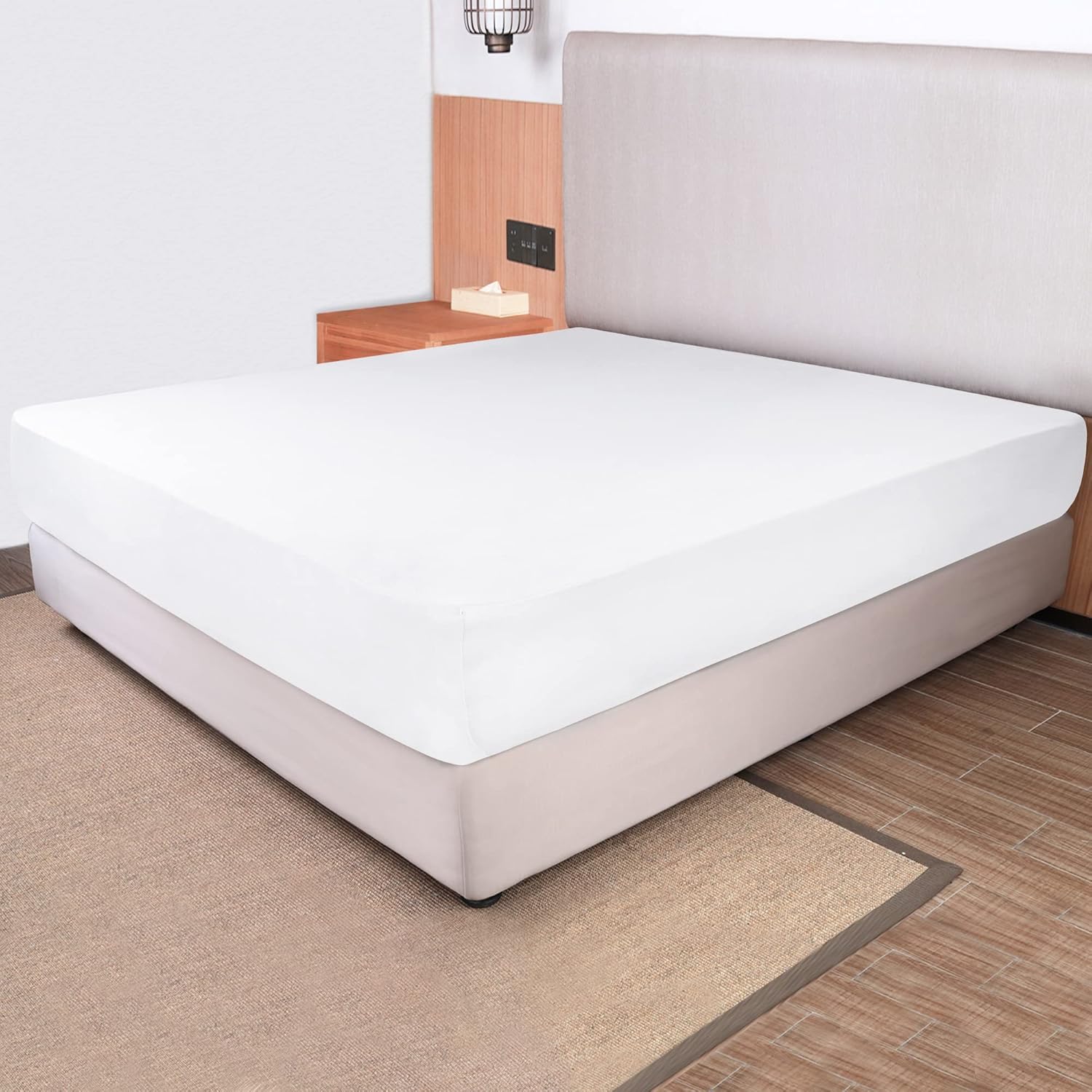 Soft Stretch Queen Size Fitted Sheet - Cozy Jersey Knit with 4-Way Stretch | Deep Fit 5"-16" - White
